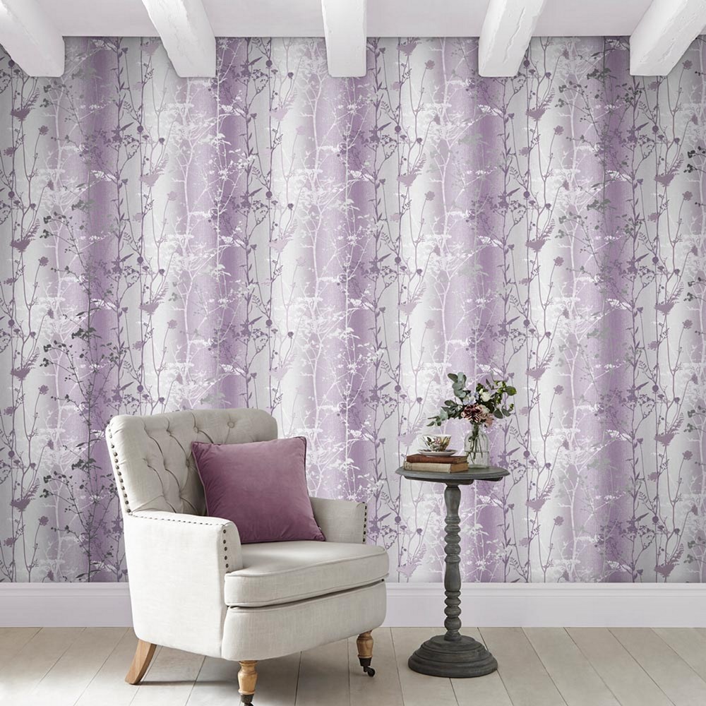 Wildflower Wallpaper 105897 by Graham & Brown in Plum Purple